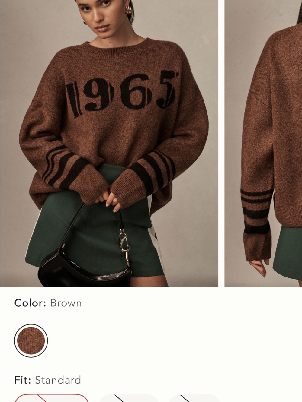 Anthropologie Brown '1965' Graphic Crewneck Sweater